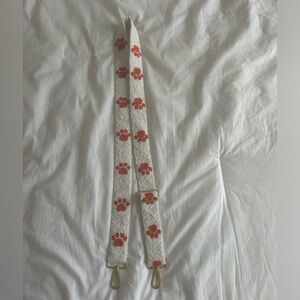 White with Orange Tiger Paw Beaded Purse Strap